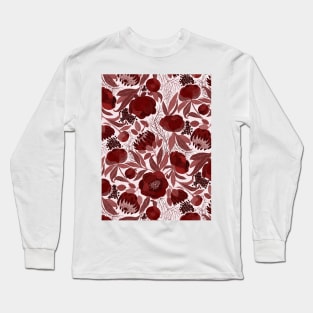 Peony burgundy monochrome Long Sleeve T-Shirt